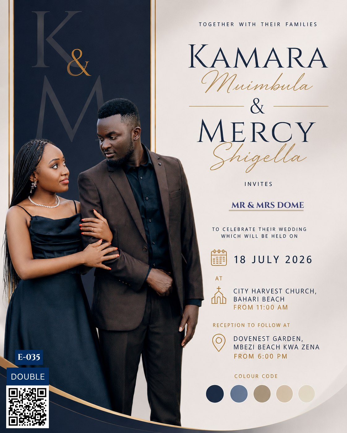Kamara and Mercy wedding invitation card by EVARA CARDS