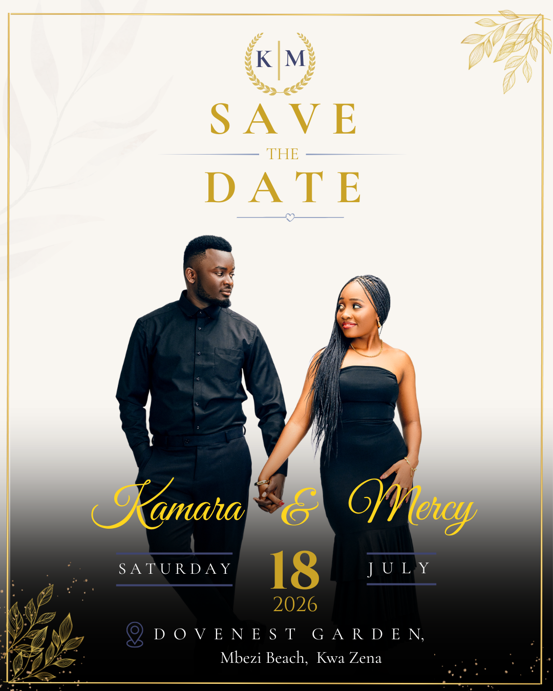 Kamara and Mercy Save the Date by EVARA CARDS